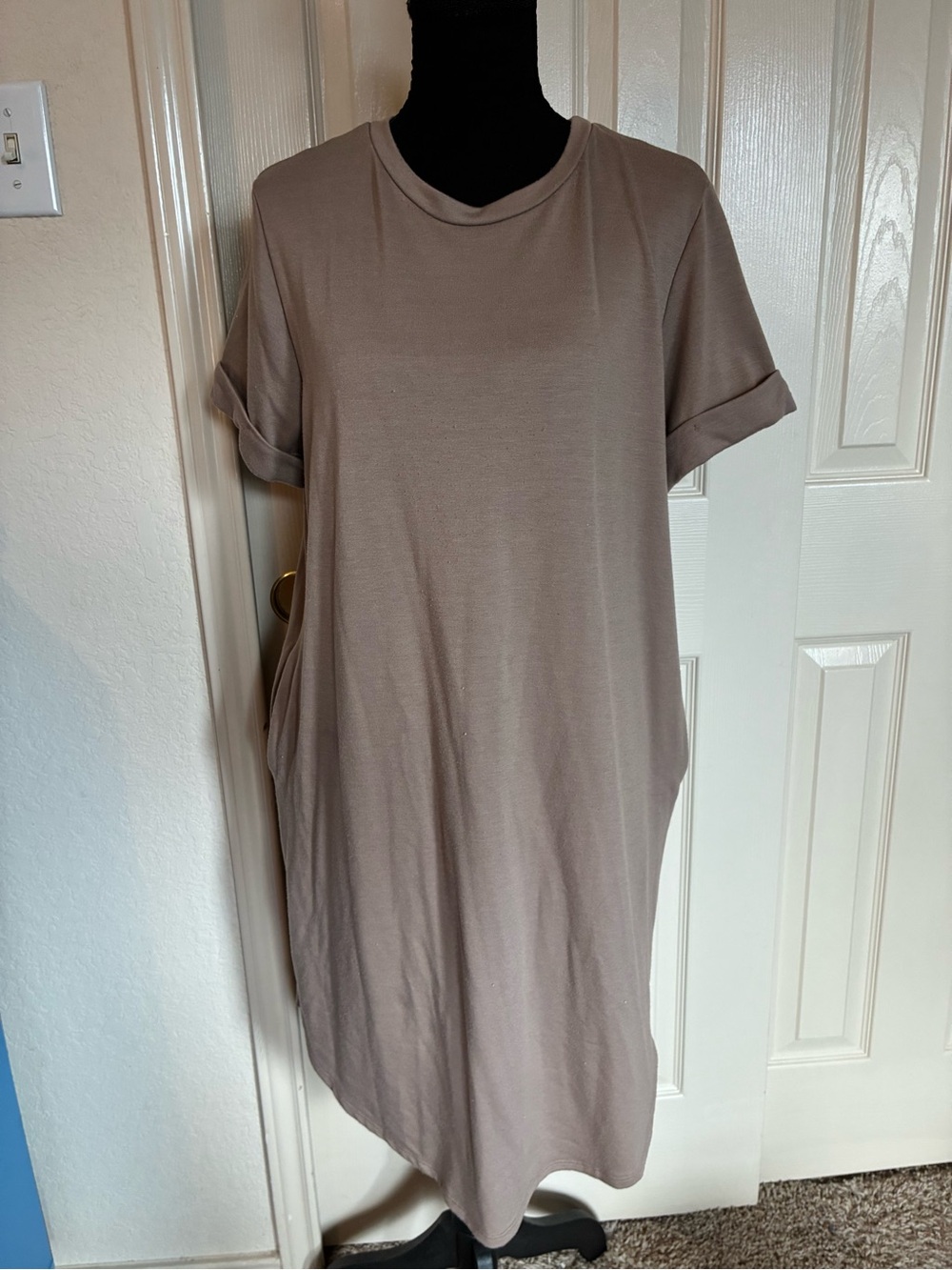 Three Bird Nest Taupe Short Sleeve Tunic